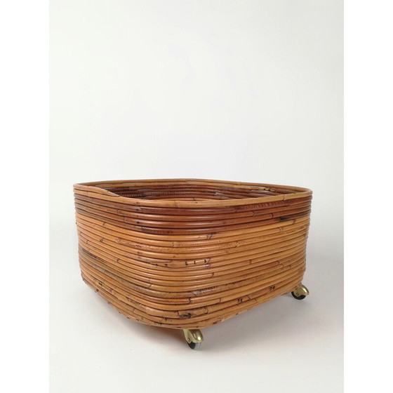 Image 1 of Vintage rattan flower stand , Italy 1960s