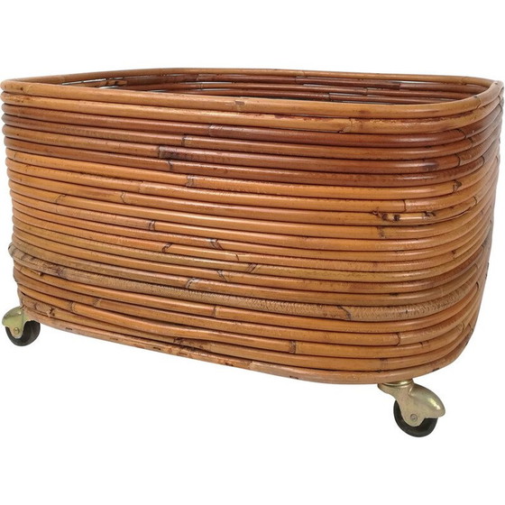 Image 1 of Vintage rattan flower stand , Italy 1960s