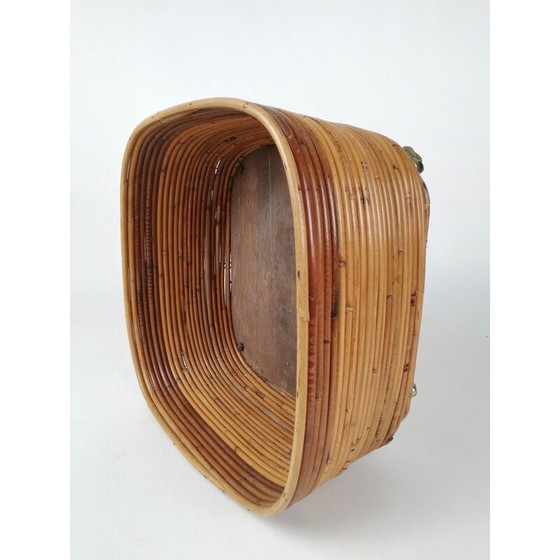 Image 1 of Vintage rattan flower stand , Italy 1960s