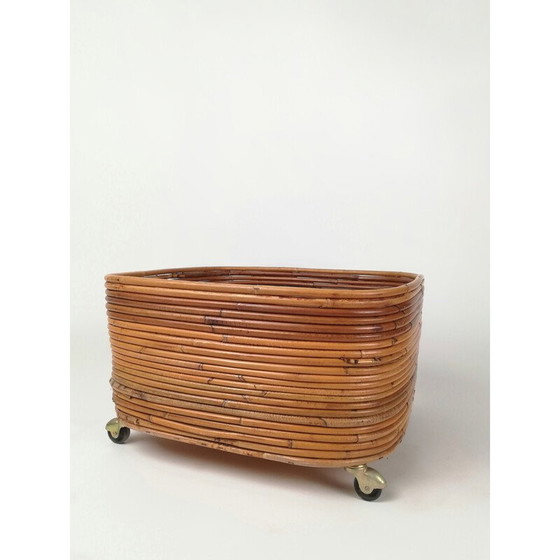 Image 1 of Vintage rattan flower stand , Italy 1960s