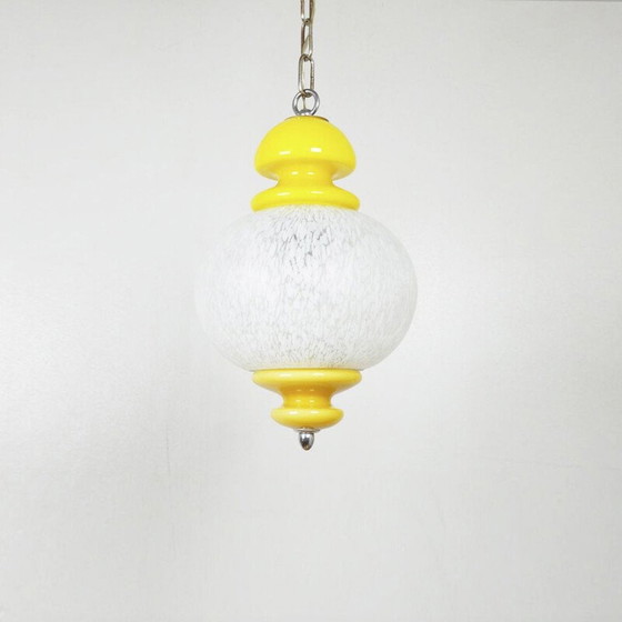 Image 1 of Lampada in vetro color limone opalino, metà secolo, tre parti, 1960