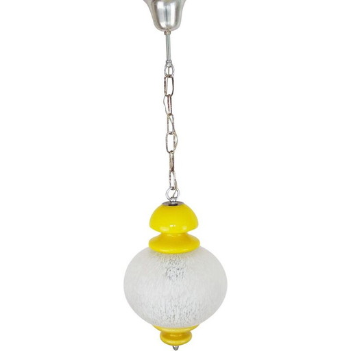 Glass light mid century Lemon Opaline three part 1960