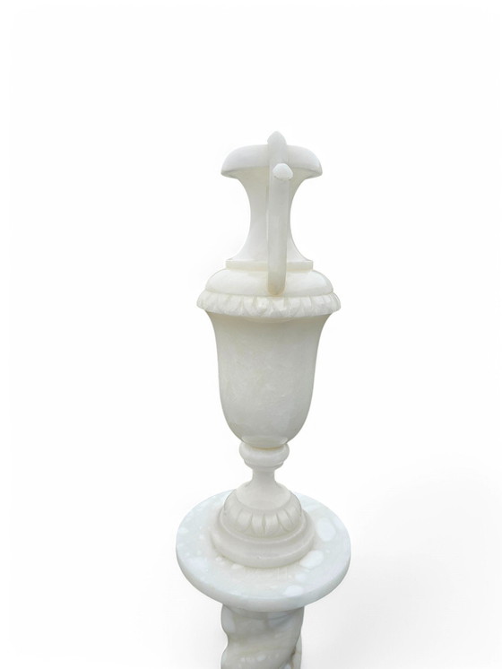 Image 1 of Neoclassical Alabaster Column Urn Lamp