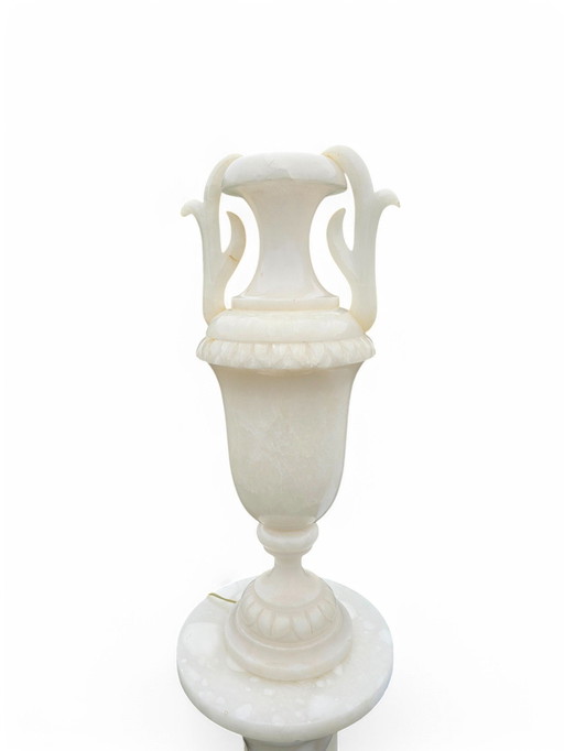Neoclassical Alabaster Column Urn Lamp