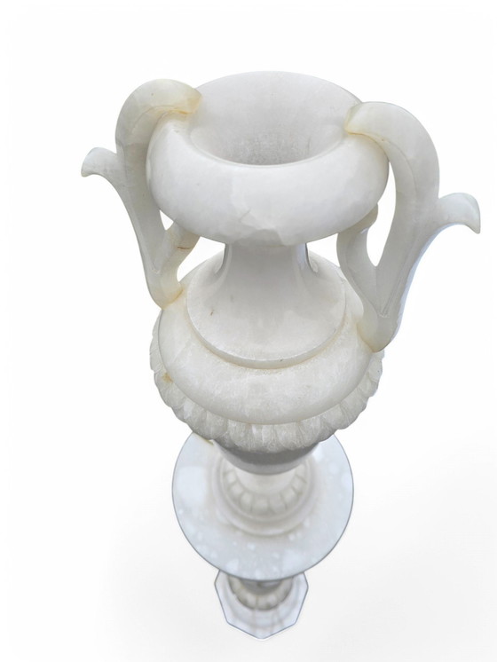 Image 1 of Neoclassical Alabaster Column Urn Lamp