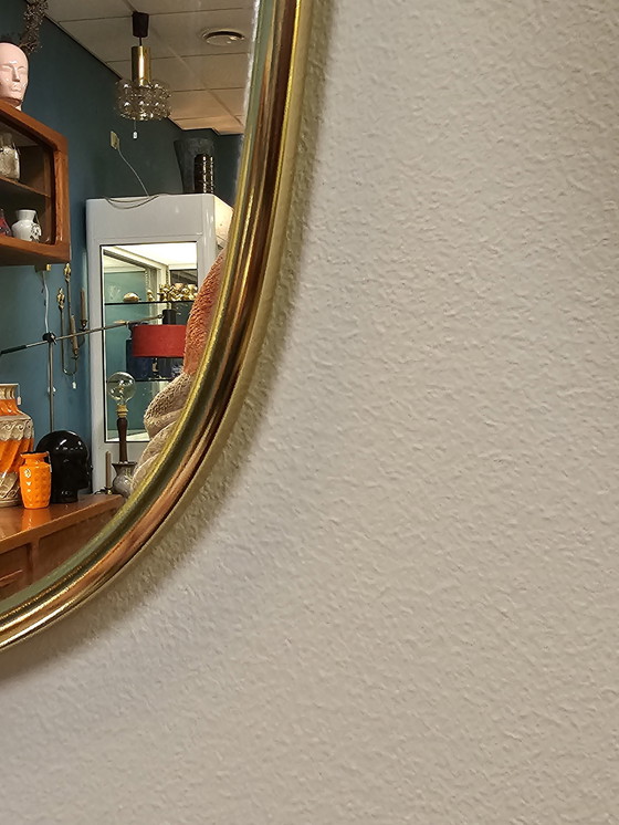 Image 1 of Specchio da parete vintage in ottone dorato