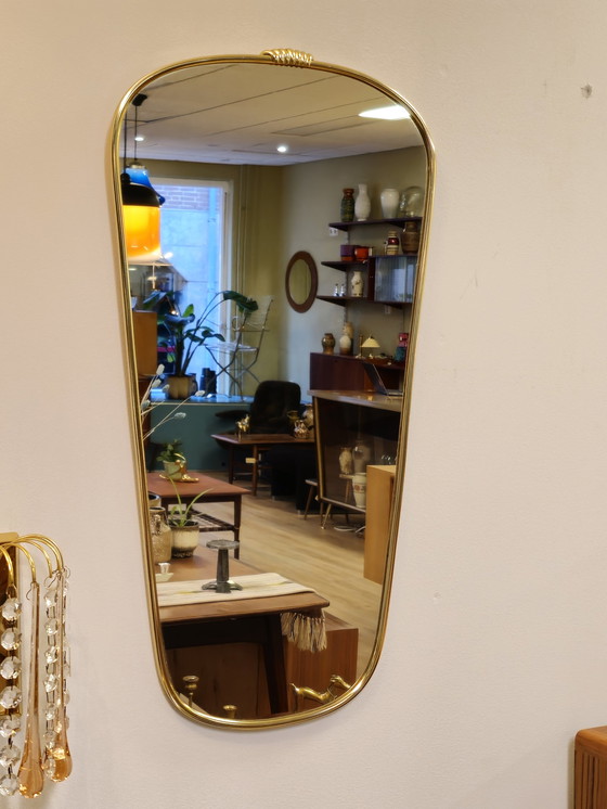 Image 1 of Specchio da parete vintage in ottone dorato