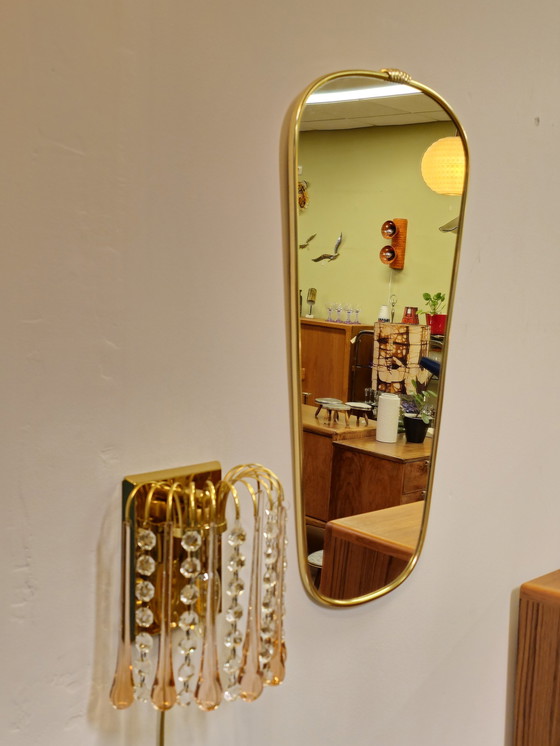Image 1 of Specchio da parete vintage in ottone dorato