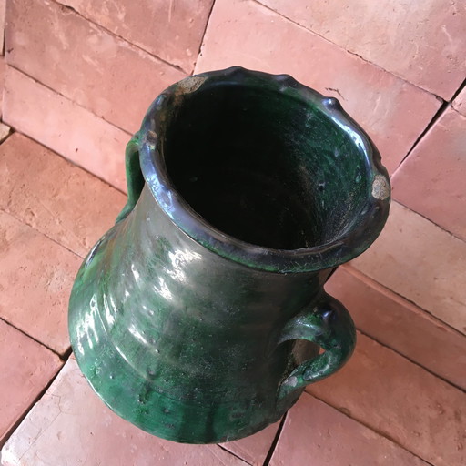 Tamegroute Glazed Earthenware Pottery Vase