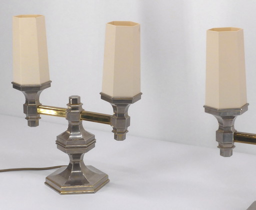 Pair Of Chromed Metal Candelabra Lamps Nagel 1970