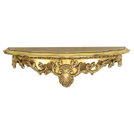 Image 1 of Miroir doré de style rococo avec console