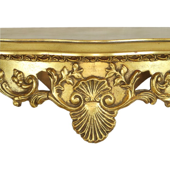 Image 1 of Miroir doré de style rococo avec console