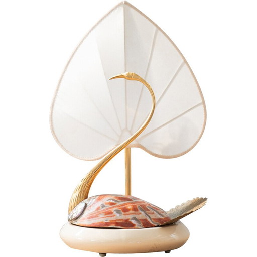 Lampada da tavolo vintage in acciaio e conchiglie di Antonio Pavia, 1970