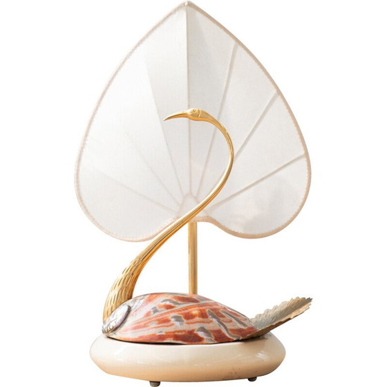 Image 1 of Lampada da tavolo vintage in acciaio e conchiglie di Antonio Pavia, 1970