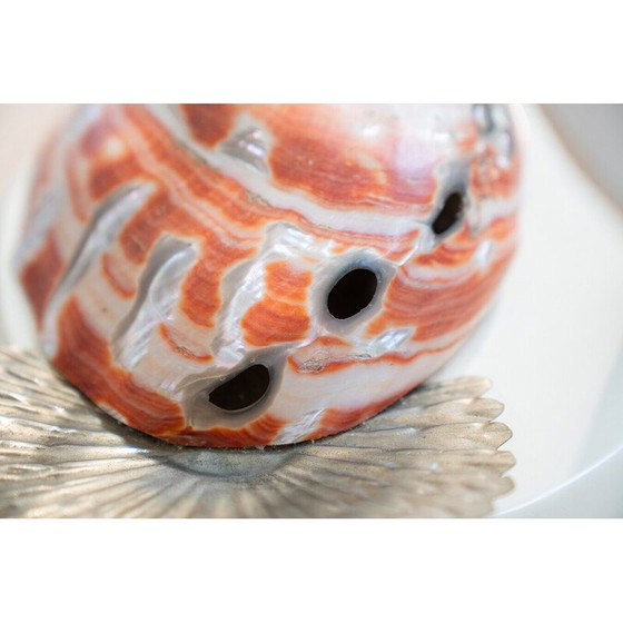 Image 1 of Lampada da tavolo vintage in acciaio e conchiglie di Antonio Pavia, 1970