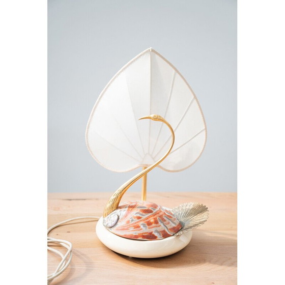 Image 1 of Lampada da tavolo vintage in acciaio e conchiglie di Antonio Pavia, 1970