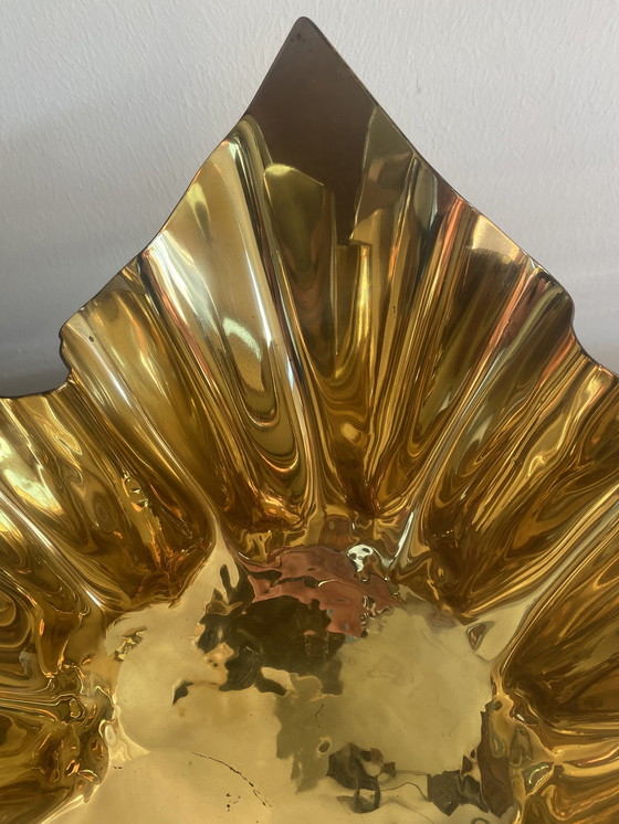 Image 1 of Mid - Century Brass "Handkerchief" Showpiece Bowl