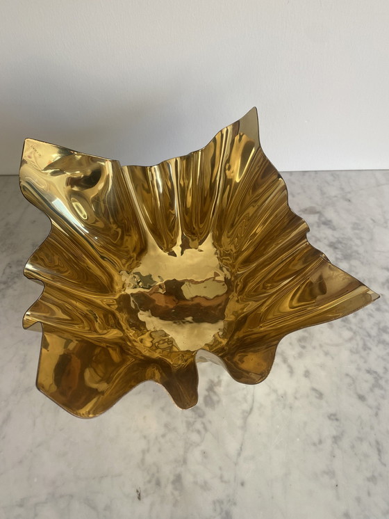 Image 1 of Mid - Century Brass "Handkerchief" Showpiece Bowl