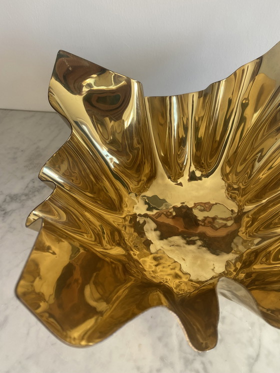 Image 1 of Mid - Century Brass "Handkerchief" Showpiece Bowl