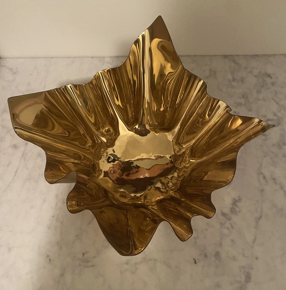 Image 1 of Mid - Century Brass "Handkerchief" Showpiece Bowl