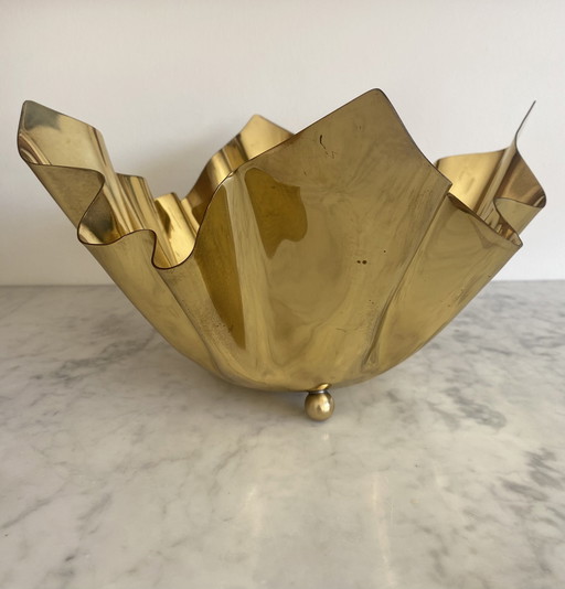 Mid - Century Brass "Handkerchief" Showpiece Bowl