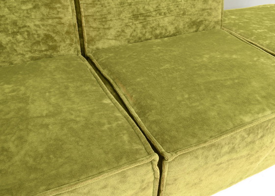 Image 1 of Vintage green velvet sectional sofa