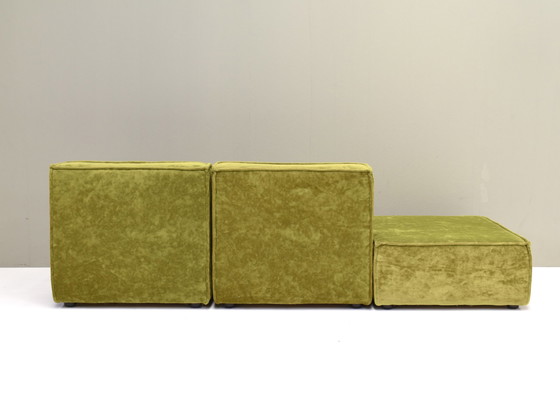 Image 1 of Vintage green velvet sectional sofa