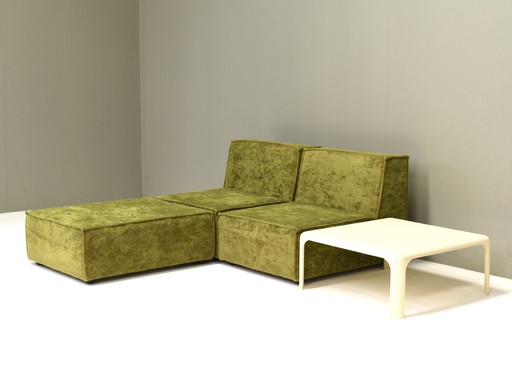 Vintage green velvet sectional sofa