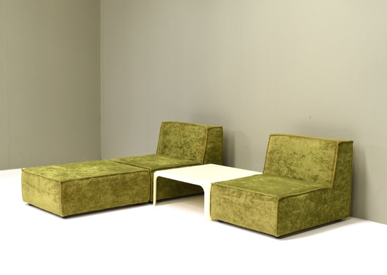 Image 1 of Vintage green velvet sectional sofa