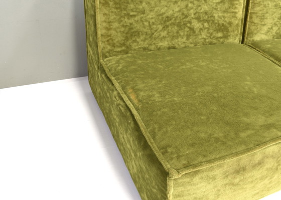 Image 1 of Vintage green velvet sectional sofa