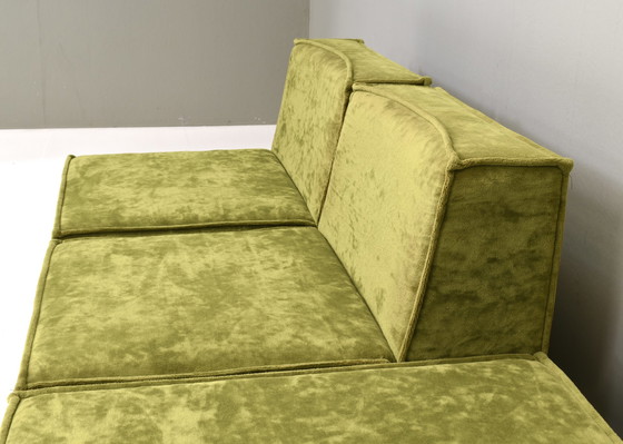 Image 1 of Vintage green velvet sectional sofa