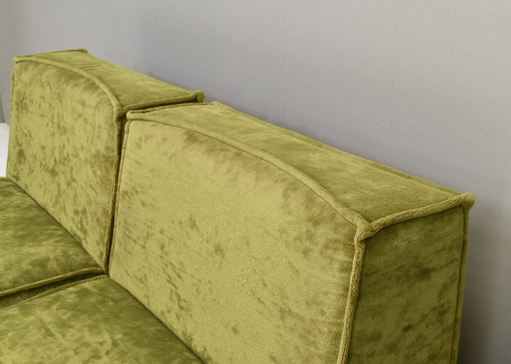 Image 1 of Vintage green velvet sectional sofa