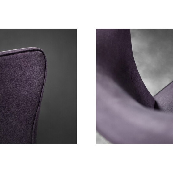 Image 1 of Poltrona vintage con schienale alto in rovere e tessuto viola, Danimarca 1950