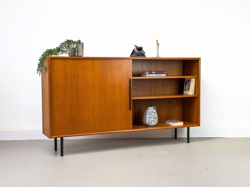 Teak Bookcase With One Sliding Door From Wk Möbel, 1960S