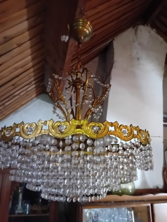 Image 1 of Lampadario antico, 5 strati, cristalli, 5 punti luce