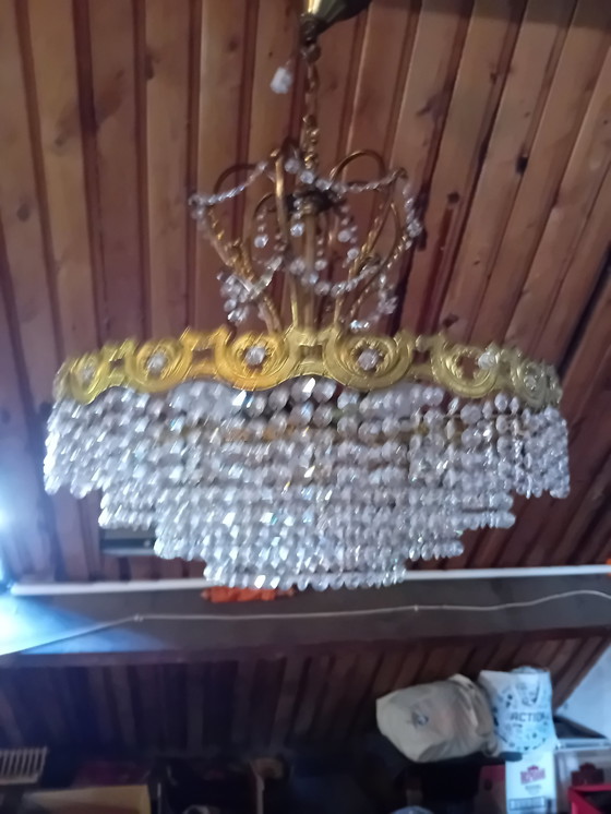 Image 1 of Lampadario antico, 5 strati, cristalli, 5 punti luce