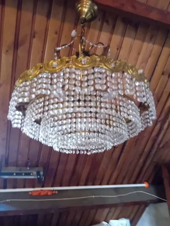 Image 1 of Lampadario antico, 5 strati, cristalli, 5 punti luce