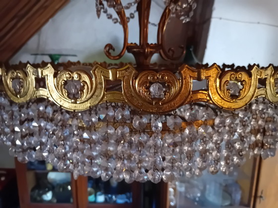 Image 1 of Lampadario antico, 5 strati, cristalli, 5 punti luce