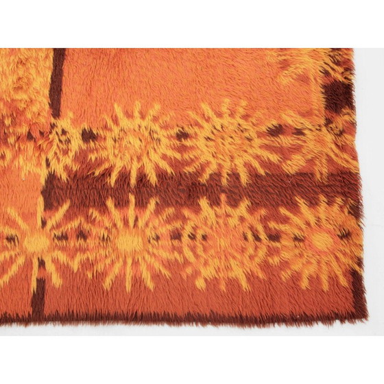 Image 1 of Scandinavian vintage rya rug in virgin wool with sun patterns, Sweden