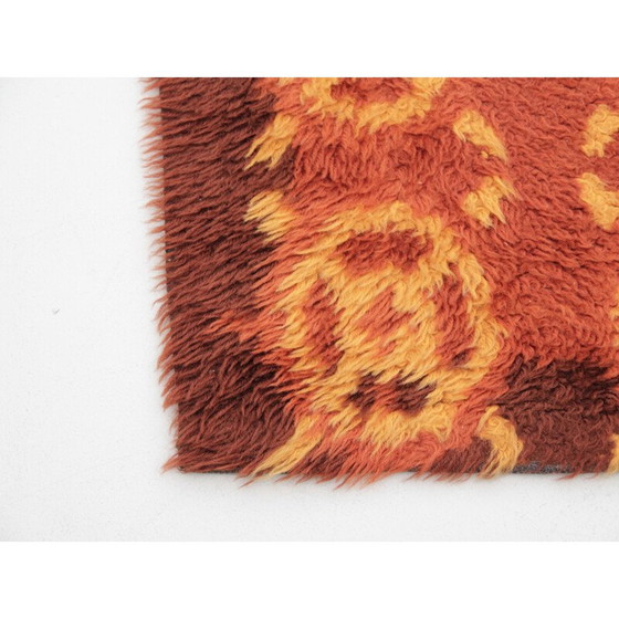Image 1 of Scandinavian vintage rya rug in virgin wool with sun patterns, Sweden