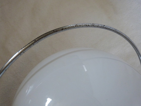 Image 1 of Lustre plafonnier en verre et inox vintage