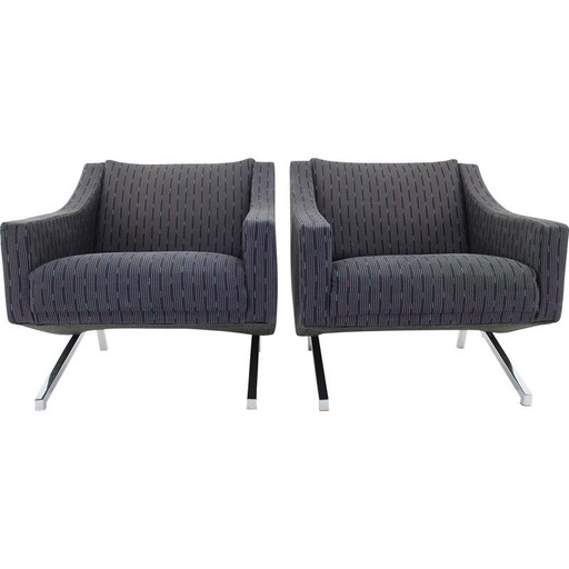 Pair of vintage chrome steel armchairs, Italy 1970