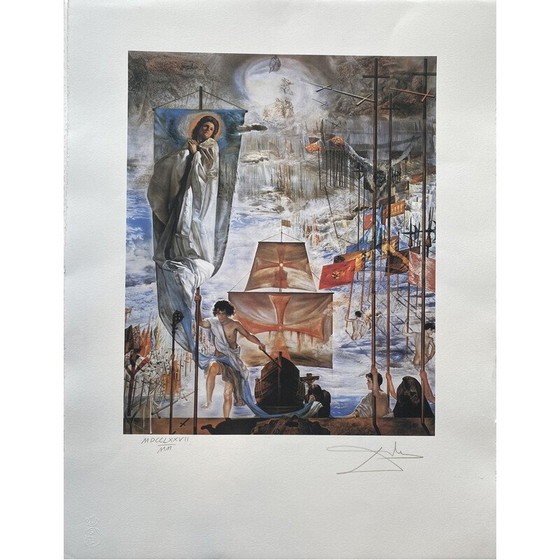 Image 1 of Litografía antigua Descubrimiento de las Américas por Salvador Dalí, década de 1958