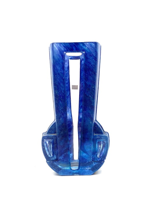 Art Deco Blue Crystal Vase, Daum France, Xx Century