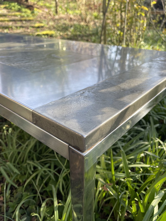 Image 1 of Heinz Lilienthal brutalist metal coffee table, modern rectangle table