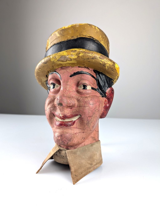 Antica testa in legno pubblicitaria di Dean Martin, anni '50