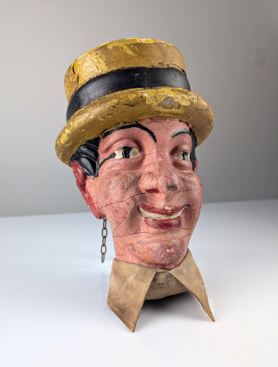 Image 1 of Antica testa in legno pubblicitaria di Dean Martin, anni '50