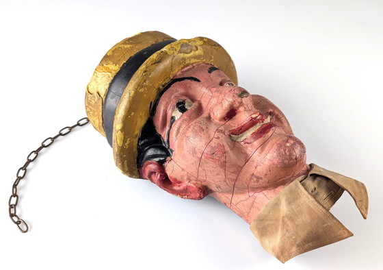 Image 1 of Antica testa in legno pubblicitaria di Dean Martin, anni '50