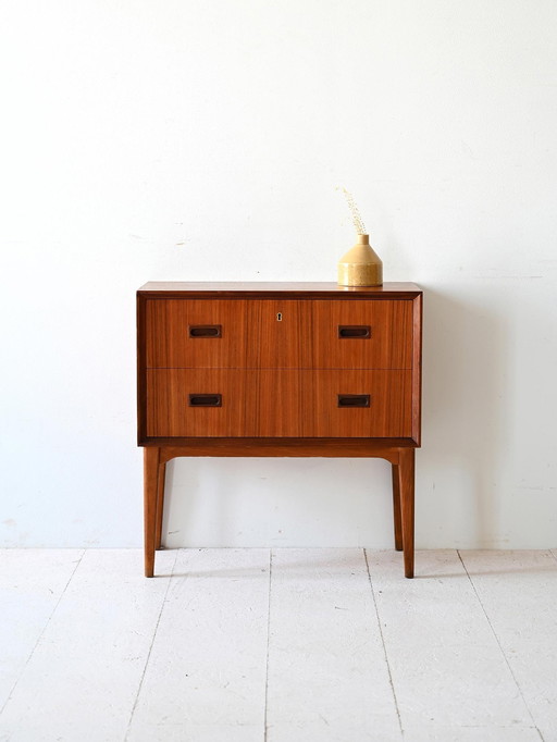 1950S Teak Nightstand With Drawers