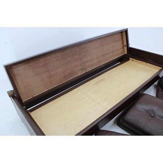 Image 1 of Vintage leather folding sofa by Arch. Spicka, Czechoslovakia 1970s